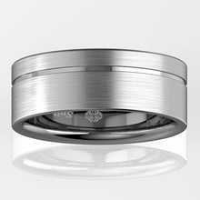 Load image into Gallery viewer, 8mm Titanium Color Brushed Tungsten Carbide Ring Stripe Bridal Band Men Jewelry