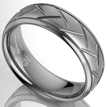 Load image into Gallery viewer, 8/6mm Dome Silver infinity Brushed Center Tungsten Ring Bridal Band