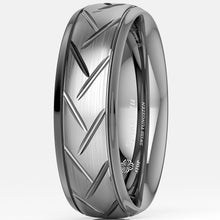Load image into Gallery viewer, 8/6mm Dome Silver infinity Brushed Center Tungsten Ring Bridal Band