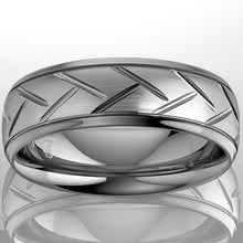 Load image into Gallery viewer, 8/6mm Dome Silver infinity Brushed Center Tungsten Ring Bridal Band
