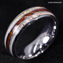 Load image into Gallery viewer, 8mm Silver Tungsten Ring With Deer Antler Koa Wood Men Wedding Band