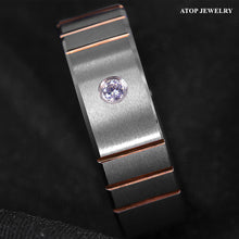 Load image into Gallery viewer, 8mm Brushed Silver Rose Gold Tungsten Ring Diamond Men Wedding ring