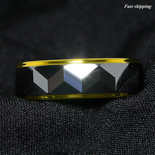 Load image into Gallery viewer, 8mm Silver Rhombus high polished Tungsten ring 18k Gold wedding band men jewelry