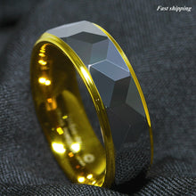 Load image into Gallery viewer, 8mm Silver Rhombus high polished Tungsten ring 18k Gold wedding band men jewelry