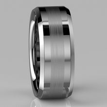 Load image into Gallery viewer, 8mm Brushed Center silver Tungsten Carbide ring Wedding Band Men's Jewelry