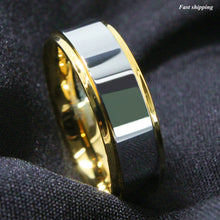 Load image into Gallery viewer, 8/6mm Tungsten Mens Ring 18K Gold High polished Wedding Band