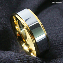 Load image into Gallery viewer, 8/6mm Tungsten Mens Ring 18K Gold High polished Wedding Band