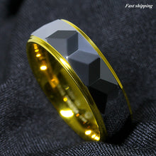 Load image into Gallery viewer, 8mm Silver Rhombus high polished Tungsten ring 18k Gold wedding band men jewelry