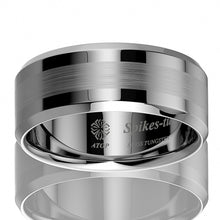 Load image into Gallery viewer, 8mm Brushed Center silver Tungsten Carbide ring Wedding Band Men's Jewelry