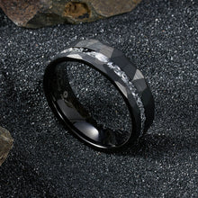 Load image into Gallery viewer, 8mm Black Meteorite Tungsten Ring Sliver Line Mens Wedding Band ATOP Jewelry

