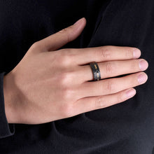 Load image into Gallery viewer, 24K Gold Foil &amp; Meteorite Black Faceted 8mm ATOP Jewelry Tungsten Ring
