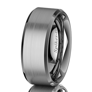 8mm Brushed Silver Tungsten Carbide Men's Wedding Band Comfort Fit  Ring