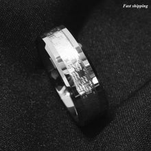 Load image into Gallery viewer, 8mm Wedding Band ring Mens 925 sliver Center Tungsten Carbide Promise Ring

