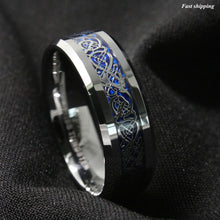 Load image into Gallery viewer, 8/6mm Silvering Celtic Dragon Tungsten Carbide Ring Wedding Band
