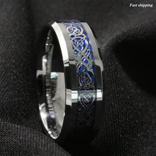 Load image into Gallery viewer, 8/6mm Silvering Celtic Dragon Tungsten Carbide Ring Wedding Band
