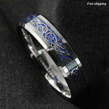 Load image into Gallery viewer, 8/6mm Silvering Celtic Dragon Tungsten Carbide Ring Wedding Band
