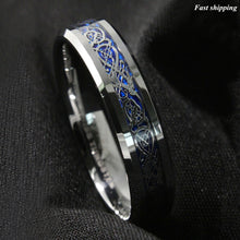 Load image into Gallery viewer, 8/6mm Silvering Celtic Dragon Tungsten Carbide Ring Wedding Band
