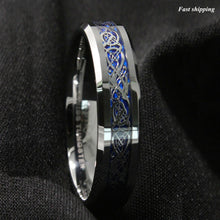 Load image into Gallery viewer, 8/6mm Silvering Celtic Dragon Tungsten Carbide Ring Wedding Band
