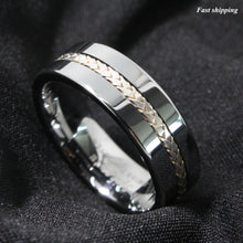 Load image into Gallery viewer, 8mm Men&#39;s Tungsten Ring Silver Inlay Wedding Band Titanium Color
