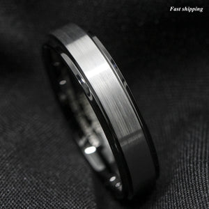 8/6mm Black Brushed Titanium Color Tungsten ring Wedding Band  Men's Jewelry