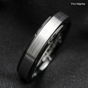 8/6mm Black Brushed Titanium Color Tungsten ring Wedding Band  Men's Jewelry