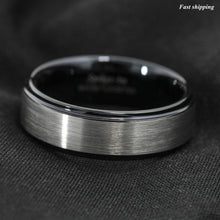 Load image into Gallery viewer, 8/6mm Black Brushed Titanium Color Tungsten ring Wedding Band  Men&#39;s Jewelry

