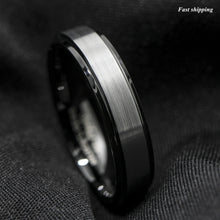 Load image into Gallery viewer, 8/6mm Black Brushed Titanium Color Tungsten ring Wedding Band  Men&#39;s Jewelry
