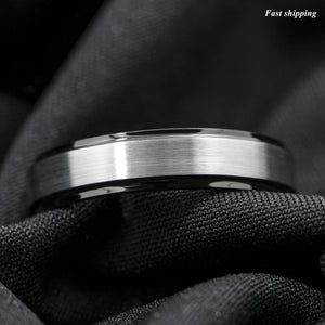 8/6mm Black Brushed Titanium Color Tungsten ring Wedding Band  Men's Jewelry