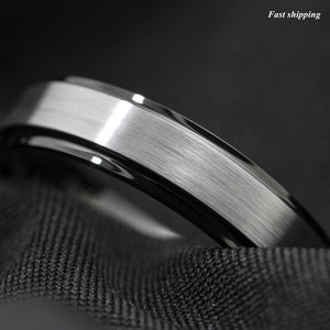 8/6mm Black Brushed Titanium Color Tungsten ring Wedding Band  Men's Jewelry