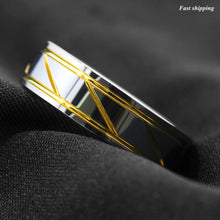 Load image into Gallery viewer, 8mm Silver Tungsten Carbide Ring Infinity 18K gold inlay Wedding Band Men&#39;s Jewelry

