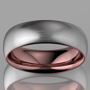 8mm Tungsten ring Silver Brushed Rose Gold Inlay Wedding Band  Mens Jewelry