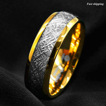 Load image into Gallery viewer, 8mm 18k Gold Dome Tungsten ring Fine Silver Inlay Wedding Band Ring
