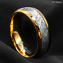 Load image into Gallery viewer, 8mm 18k Gold Dome Tungsten ring Fine Silver Inlay Wedding Band Ring
