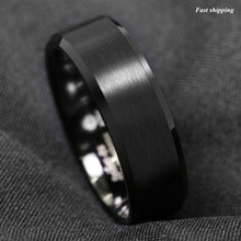 Load image into Gallery viewer, 8/6mm Classic Black Brushed Tungsten Carbide Ring Bridal Band  Men&#39;s Jewelry
