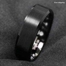 Load image into Gallery viewer, 8/6mm Classic Black Brushed Tungsten Carbide Ring Bridal Band  Men&#39;s Jewelry
