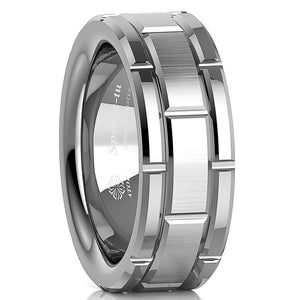 8mm Men's Tungsten Carbide Ring Silver Wedding Band Brick Pattern Size 6-13