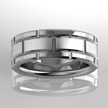 Load image into Gallery viewer, 8mm Men&#39;s Tungsten Carbide Ring Silver Wedding Band Brick Pattern Size 6-13
