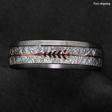 Load image into Gallery viewer, 8/6mm Rock Gray Brushed Dome Tungsten Ring Silver Rose Gold Arrow
