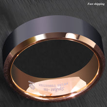 Load image into Gallery viewer, 8mm Brushed Black Rose gold Edge Tungsten Ring Wedding Band  Men&#39;s Jewelry
