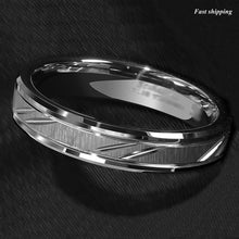 Load image into Gallery viewer, 8/6mm Tungsten Carbide Ring Silver leaf New Brushed Style Bridal
