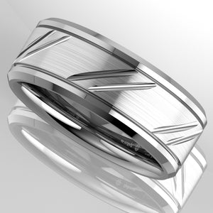 8/6mm Tungsten Carbide Ring Silver leaf New Brushed Style Bridal