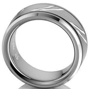 8/6mm Tungsten Carbide Ring Silver leaf New Brushed Style Bridal