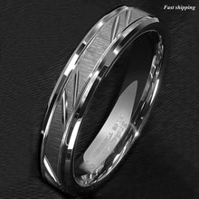 Load image into Gallery viewer, 8/6mm Tungsten Carbide Ring Silver leaf New Brushed Style Bridal
