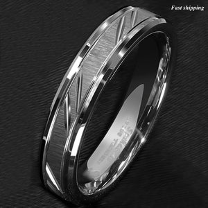 8/6mm Tungsten Carbide Ring Silver leaf New Brushed Style Bridal