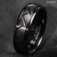Load image into Gallery viewer, 8/6mm Dome Black Warrior Brushed Center Tungsten Ring Bridal Band
