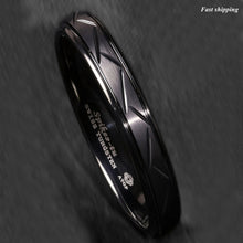 Load image into Gallery viewer, 8/6mm Dome Black Warrior Brushed Center Tungsten Ring Bridal Band

