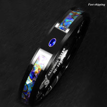 Load image into Gallery viewer, 8/6mm Black Tungsten Ring Blue Diamond Colored glaze Inlay  Men&#39;s Jewelry

