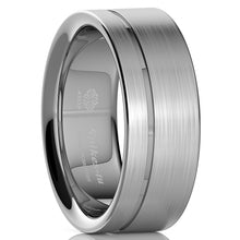 Load image into Gallery viewer, 8mm Titanium Color Brushed Tungsten Carbide Ring Stripe Bridal Band  Men Jewelry
