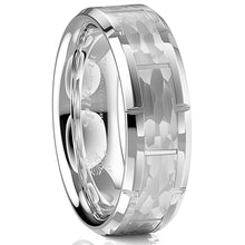 Load image into Gallery viewer, 8mm Tungsten Carbide Hammered Pattern Brushed Wedding Band Ring  Men Jewelry
