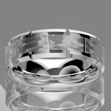 Load image into Gallery viewer, 8mm Tungsten Carbide Hammered Pattern Brushed Wedding Band Ring  Men Jewelry
